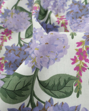 Tissu Popeline De Coton Lilas Oekotex Blanc  - Mercerine