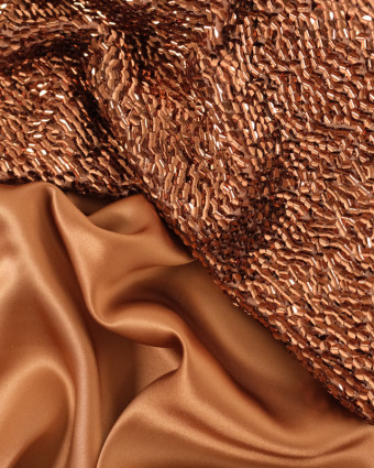 Voile Brodé Sequins Bronze  - Mercerine