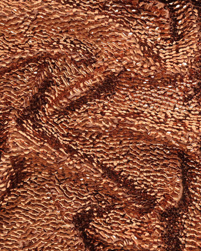 Voile Brodé Sequins Bronze  - Mercerine