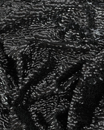 Voile Brodé Sequins Noir  - Mercerine