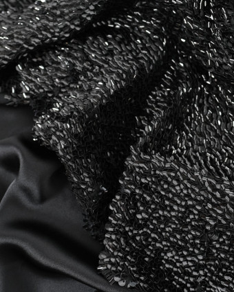 Voile Brodé Sequins Noir  - Mercerine