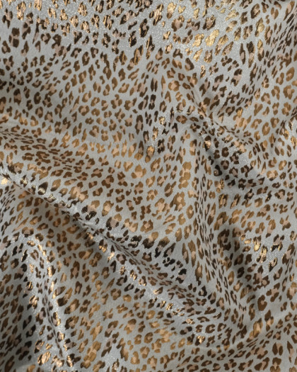 Jacquard Habillement Leopard Blanc  - Mercerine