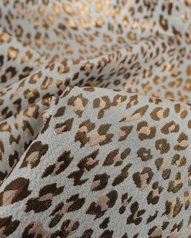 Tissu Jacquard Habillement Leopard  Blanc  - Mercerine