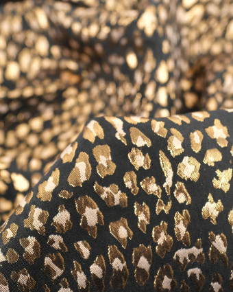 Tissu Jacquard Habillement Leopard  Noir  - Mercerine