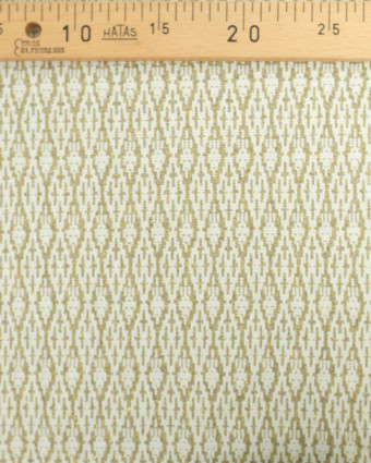 Tissu Maille Jacquard Blanc Motif Lurex Doré - Mercerine