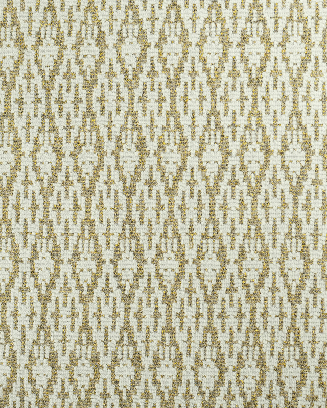 Tissu Maille Jacquard Blanc Motif Lurex Doré - Mercerine