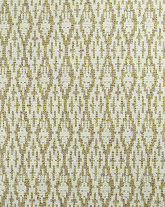 Tissu Maille Jacquard Blanc Motif Lurex Doré - Mercerine