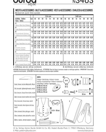 Patron de couture  Gilet & accessoires - Burda 3403 - Mercerine
