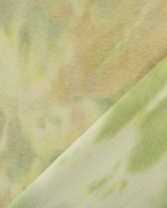 Tissu Sweat Tie And Dye Vert Envers Doudou -  Mercerine