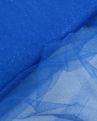 Tissu Tulle Paillette Bleu Royal 150cm - Mercerine