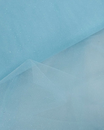 Tissu Tulle Paillette Bleu Ciel 150cm - Mercerine