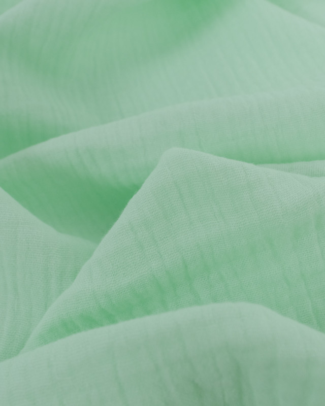 Tissu Double Gaze Uni Vert Menthe Oeko-Tex - Mercerine