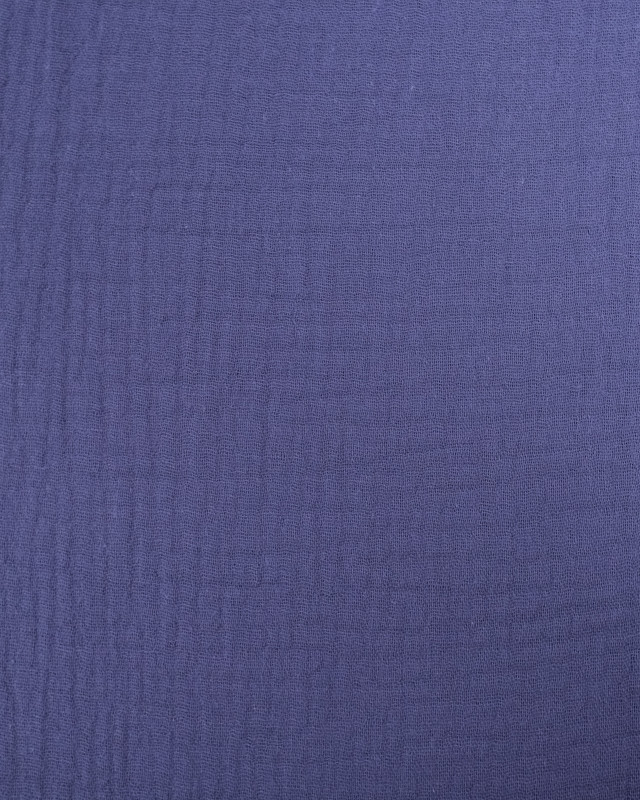 Tissu Double Gaze Uni Bleu Indigo Oeko-Tex - Mercerine