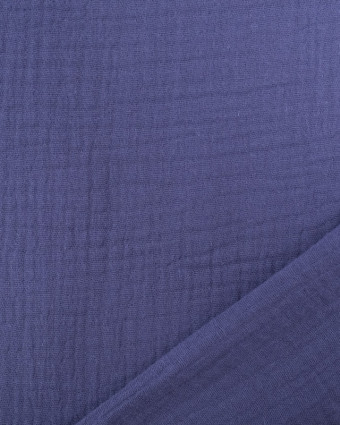 Tissu Double Gaze Uni Bleu Indigo Oeko-Tex - Mercerine