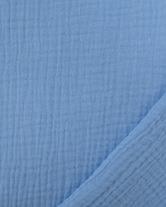 Tissus au mètre : Tissu Double Gaze Uni Bleu Ciel Oeko-Tex - Mercerine