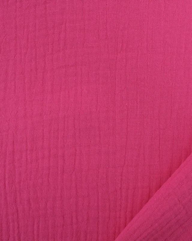 Tissu Double Gaze Fuchsia Oeko-Tex - Mercerine