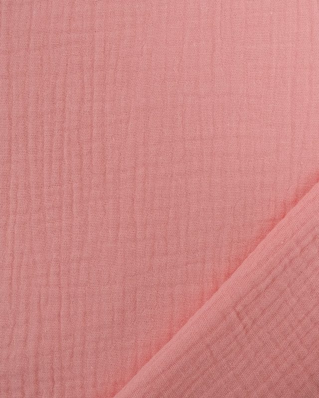 Tissu Double Gaze Uni Rose Blush Oeko-Tex - Mercerine