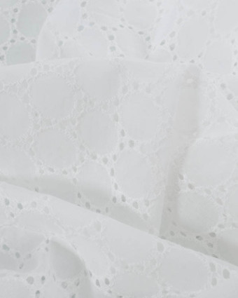 Tissus au mètre : Tissu Broderie Anglaise Blanc Crème Sun  - Mercerine