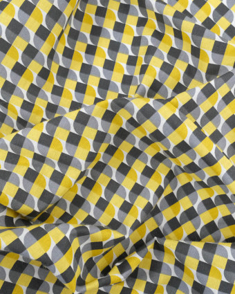 Tissu Coton Joplin Jaune Gris  - Mercerine