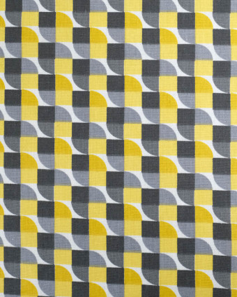 Tissu Coton Joplin Jaune Gris  - Mercerine