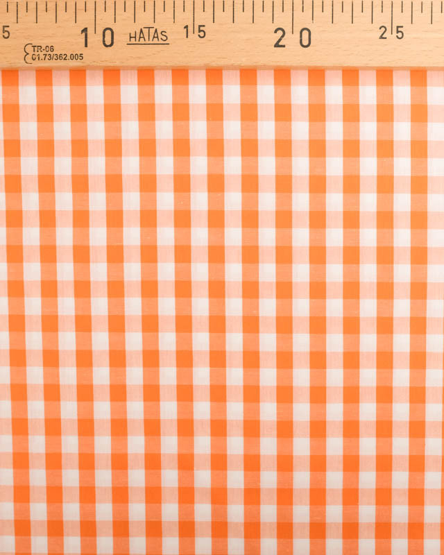 Tissu Coton Vichy Orange Moyens Carreaux - Mercerine