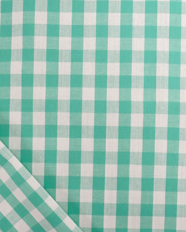 Coton Vichy Vert Menthe Moyens Carreaux - Mercerine