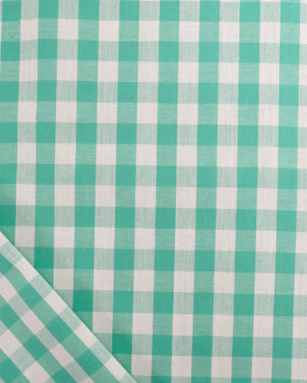 Coton Vichy Vert Menthe Moyens Carreaux - Mercerine