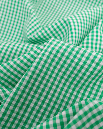 Tissu Coton Vichy Vert petits carreaux - Mercerine