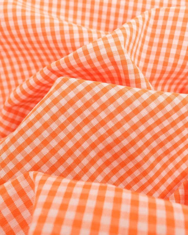 Tissu Vichy Orange Petits Carreaux- Mercerine
