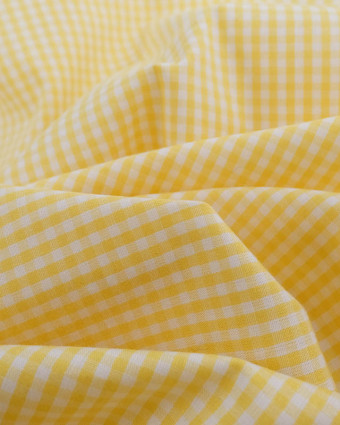 Tissu Coton Vichy Jaune poussin petits carreaux - Mercerine