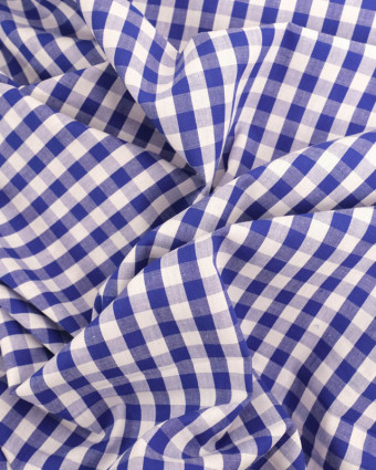Tissu Coton Vichy Bleu Marine Moyens Carreaux - Mercerine