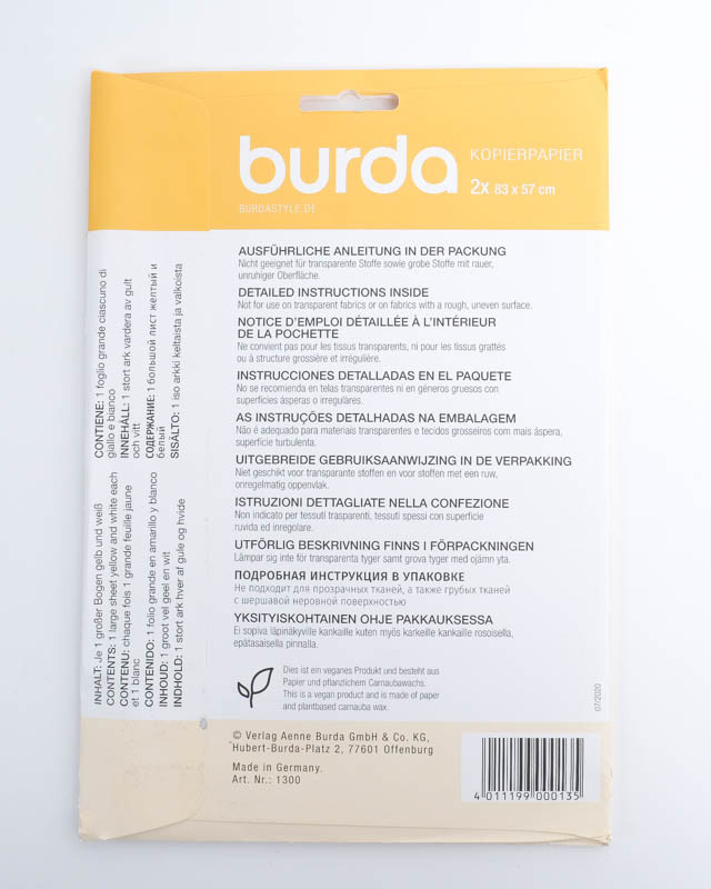 Papier Patron Carbone Jaune - Burda- Mercerine