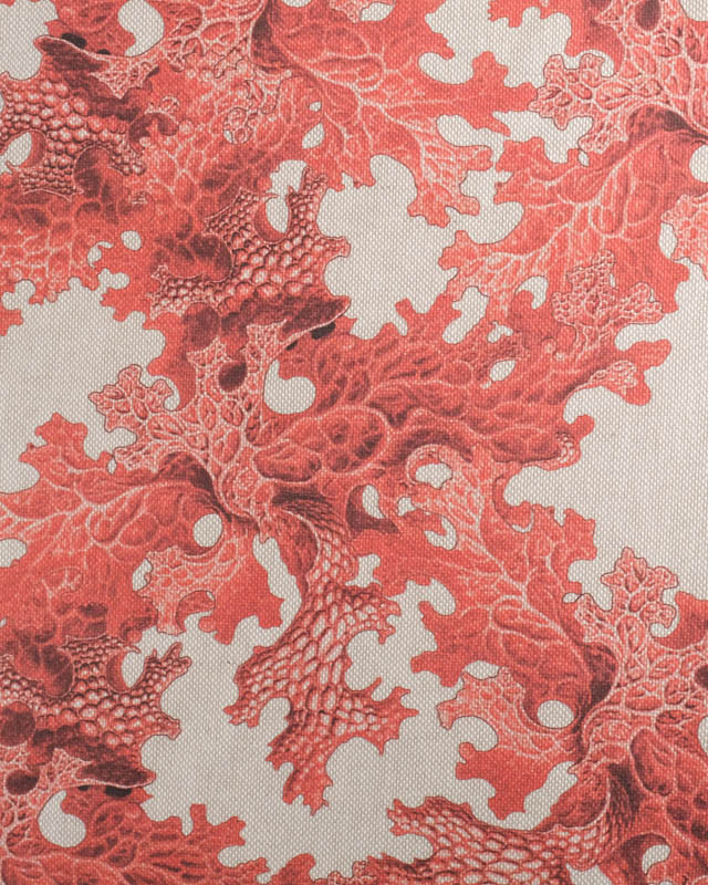 Tissu Effet Lin Motif Abstrait Rouge - Mercerine