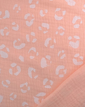 Tissu Double Gaze Rose Saumon Graou Oeko-Tex -Mercerine