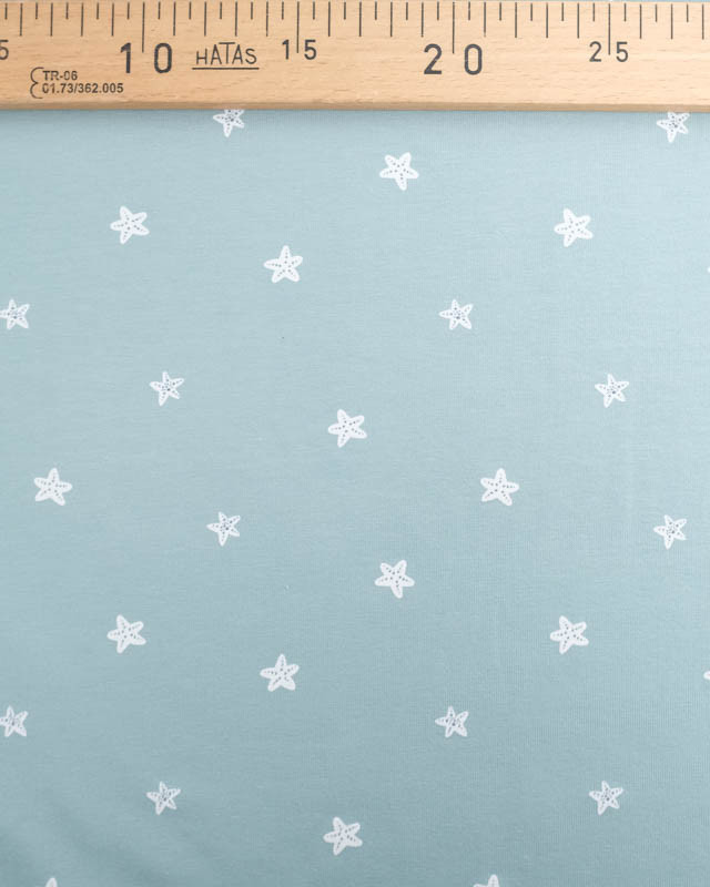 Tissu Jersey Bleu Petite Etoile De Mer - Oeko-Tex -Mercerine