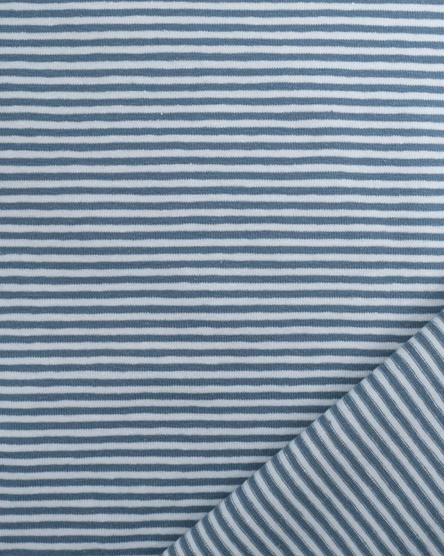 Tissu Jersey Rayure Bleu Doux Oeko-Tex -Mercerine