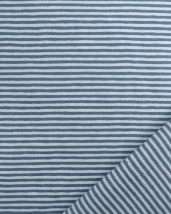 Tissu Jersey Rayure Bleu Doux Oeko-Tex -Mercerine