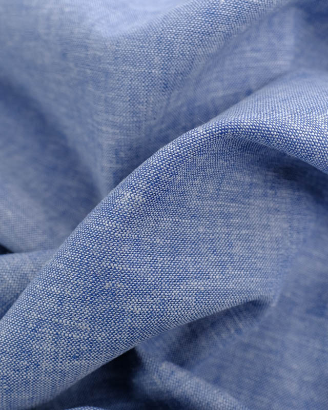 Tissu Chambray Lin Coton Bleu Jean Oeko-Tex  -Mercerine