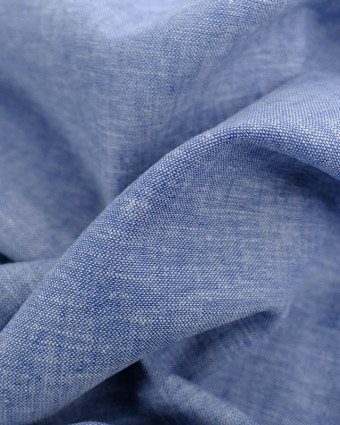 Tissu Chambray Lin Coton Bleu Jean Oeko-Tex  -Mercerine