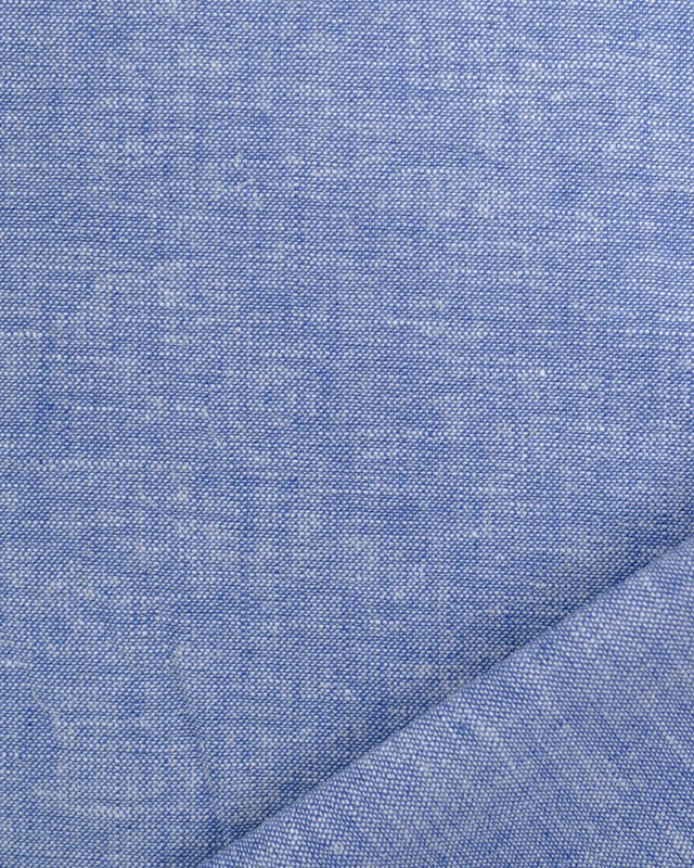 Tissu Chambray Lin Coton Bleu Jean Oeko-Tex  -Mercerine