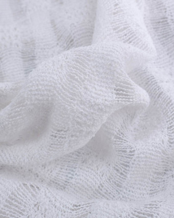 Tissu au mètre : Tissu Crochet Rayures Blanc Oeko-Tex - Mercerine