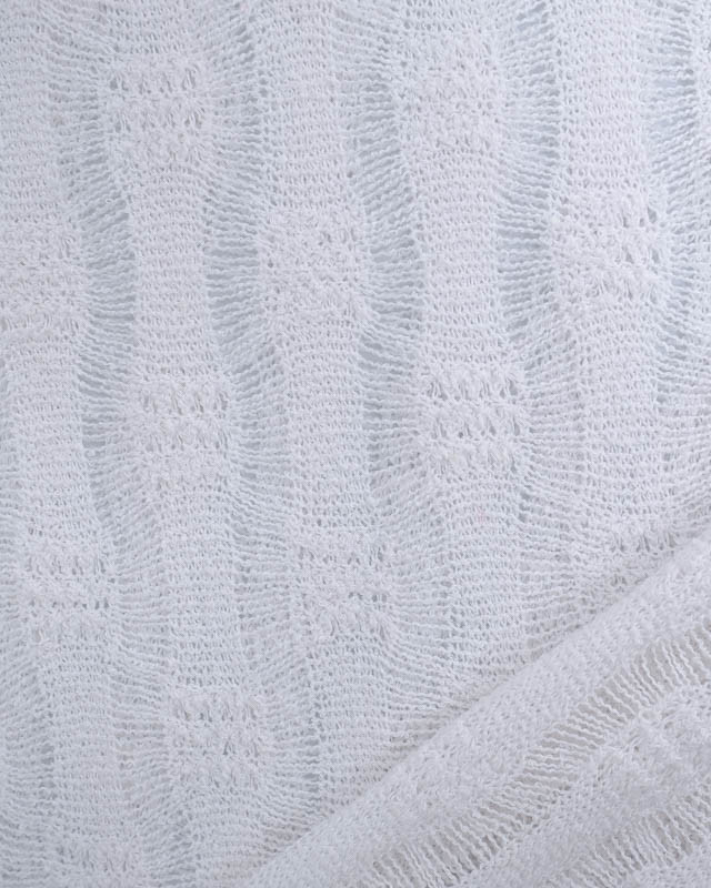 Tissu au mètre : Tissu Crochet Rayures Blanc Oeko-Tex - Mercerine