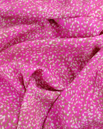 Tissu Crepe Viscose Fuchsia Tacheté Naturel - Mercerine