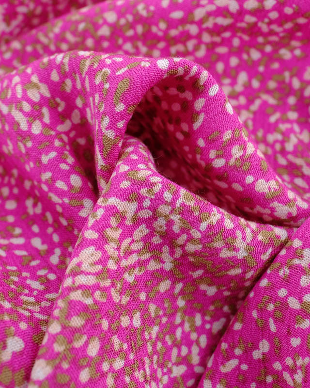 Tissu Crepe Viscose Fuchsia Tacheté Naturel - Mercerine