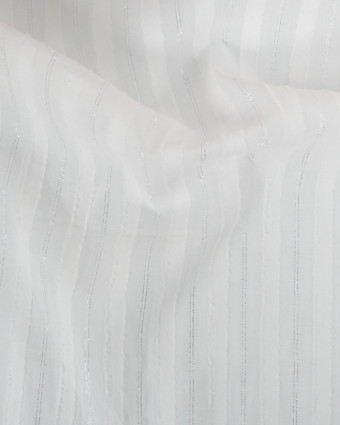 Tissu Voile de Coton Blanc Rayé Lurex - Oeko-Tex - Mercerine