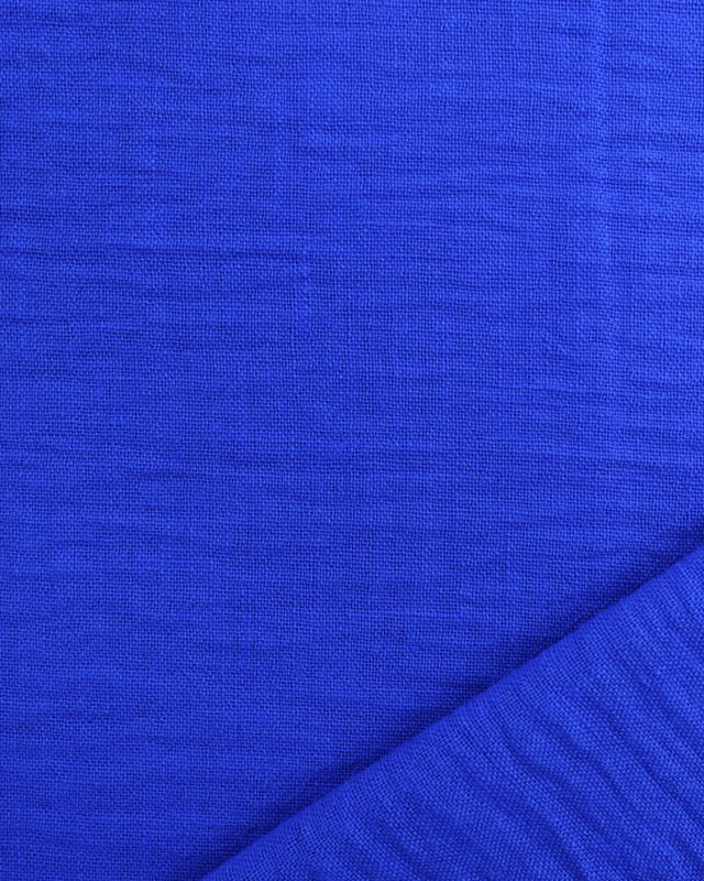 Tissu Effet Lin Bleu Royal Oeko-Tex  - Mercerine