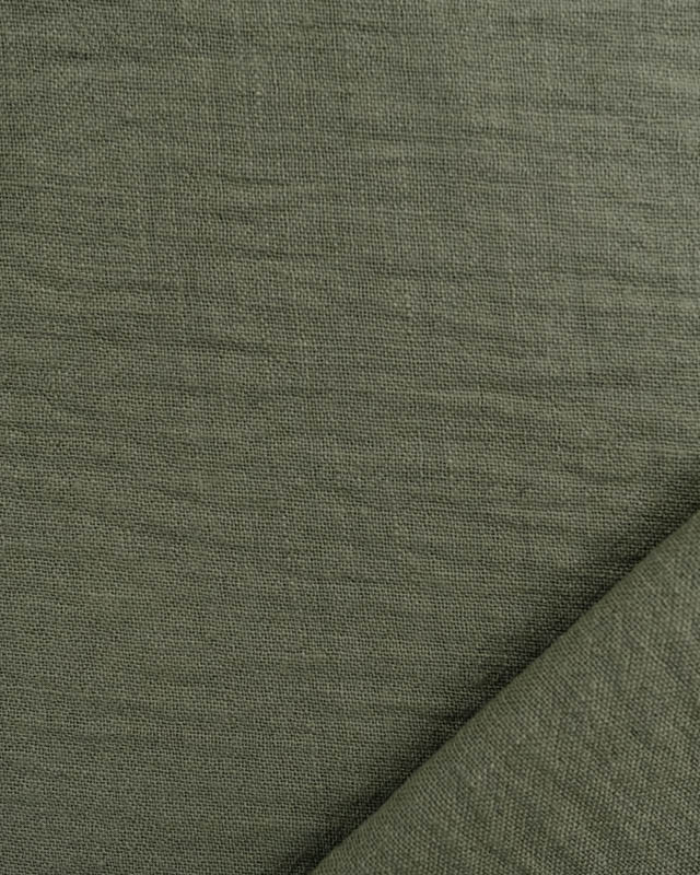 Tissu Effet Lin Vert Kaki Oeko-Tex- Mercerine