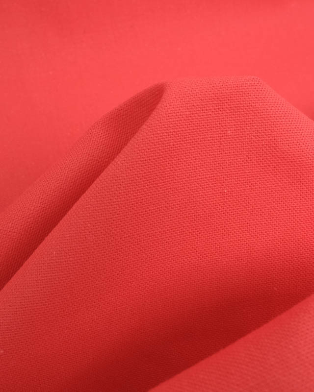 Tissu Coton Demi Natté Rouge Corail - Mercerine