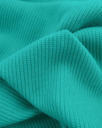 Tissu Maille Coton Stretch Bleu Vert Oeko-Tex - Mercerine