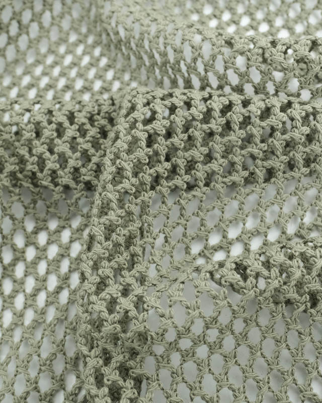 Tissu Maille Crochet Kaki - Mercerine